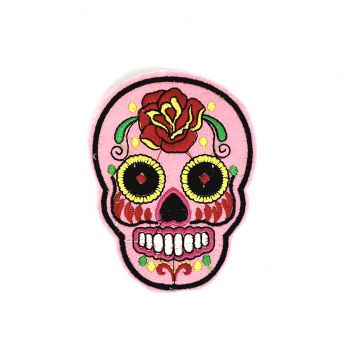 Pink Skull Iron on Patch