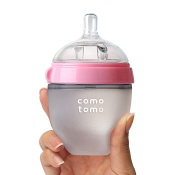 Comotomo Natural Feel Baby Bottle (Single Pack) 150 ml -Pink & White
