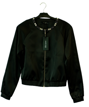 Marciano Guess Women Black Satin Beaded Jacket, Size 44