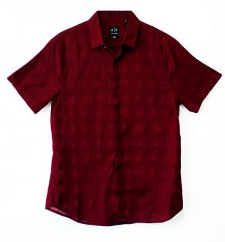 Armani Exchange Men's Button up Shirt Maroon Size M