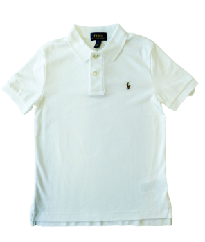 Ralph Lauren Custom Kids Polo Shirt White, Size 6