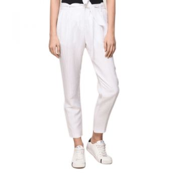 Armani Exchange Shimmer Linen Blend Belted Trouser, Size 4