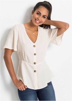 Women's Body Flirt Short Sleeve Buttoned Top, Size 46