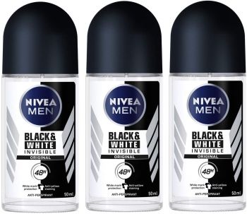 Nivea Men's Roll On Deodorant Black & White 50ml x 3pieces