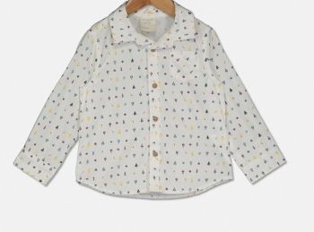 First Impressions Baby Boy's  Cotton Printed Shirt Trees in White- Size 18 M