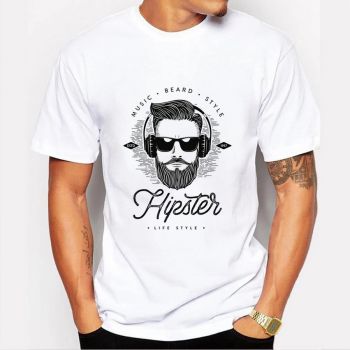 Men's Hipster White Tee- Hipster Man-M-Man Hipster