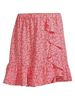 Michael Kors' Raffle Mini Skirt Coral-print, Size XL