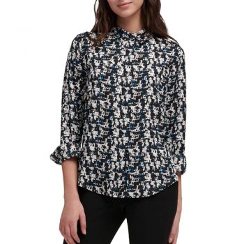 DKNY Women's Printed Officewear Button-Down Shirt, Size M