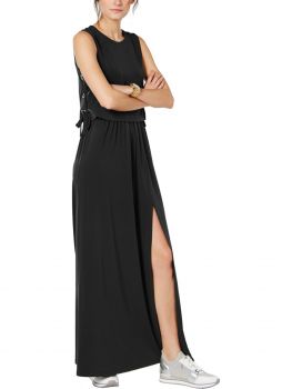  Michael Kors Women's Petite Grommet Lace-Up Maxi Dress Black, Size PS-S