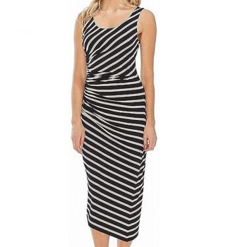 Vince Camuto's Womens Ruched Striped Maxi Dress , Size XL
