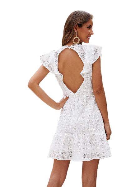 Open back ruffle sales dress