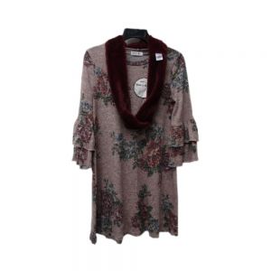 Beautees Girls' Faded Burgundy Dress + Scarf, Size 12-Size 12