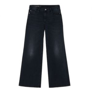 Armani Exchange Cropped Blackened Indigo Wide-Leg Jeans, Size 27