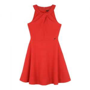 Armani Exchange Wrap Jacquard Fit-and-Flare Red Dress, Size S