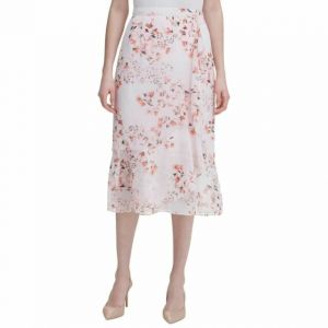 Calvin Klein Women's Pink Floral Print Dressy Skirt-Size 10