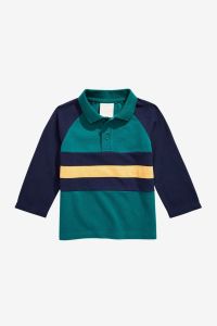 First Impression- Baby boy cotton colorblocked long sleeve Shirt, Size 3-6 Months