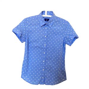 Gant Women Stretch Dot Blue Half Sleeves Shirt, Size 36