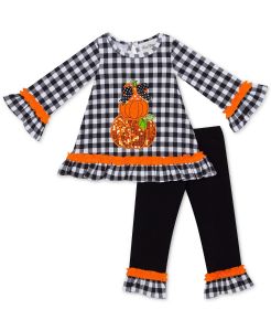  Baby Girls 2-Pc. Pumpkin Tunic & Leggings Set, Black ,12 months